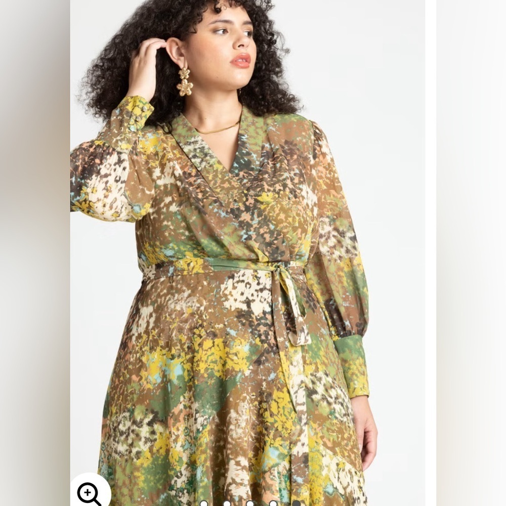ELOQUIL Flowy Printed Dress floral print size 18 NWT - Picture 3 of 16